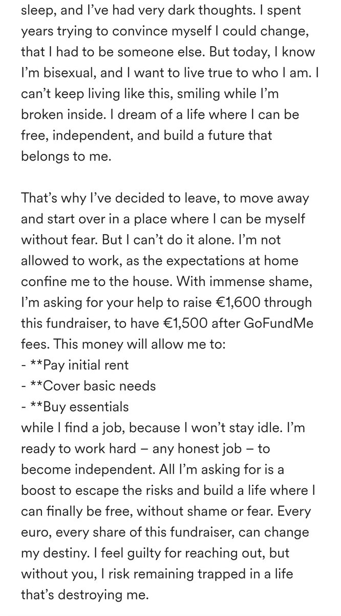_forbisexuals's tweet image. one of our followers, a muslim bisexual woman, asked us to share her story. if you can, read, share & donate if it's within your possibility. here is the link to the gofundme: gofund.me/66fe45ca
