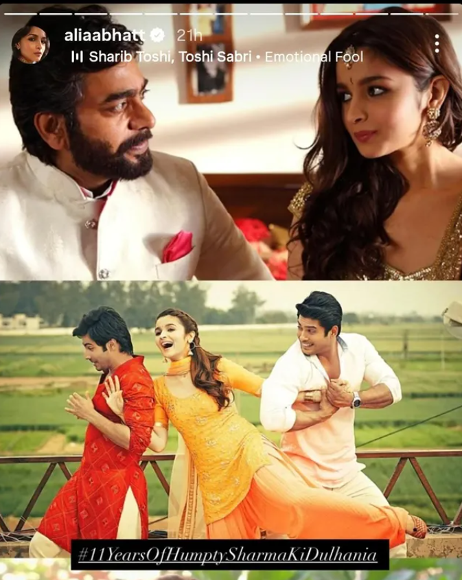 vijaya_sidheart's tweet image. Alia's IG story for Humpty Sharma Ki Dulhania

11 YRS OF SID AS ANGAD  
#SidharthShukla || #SidHearts
#HSKD

PC : Owner