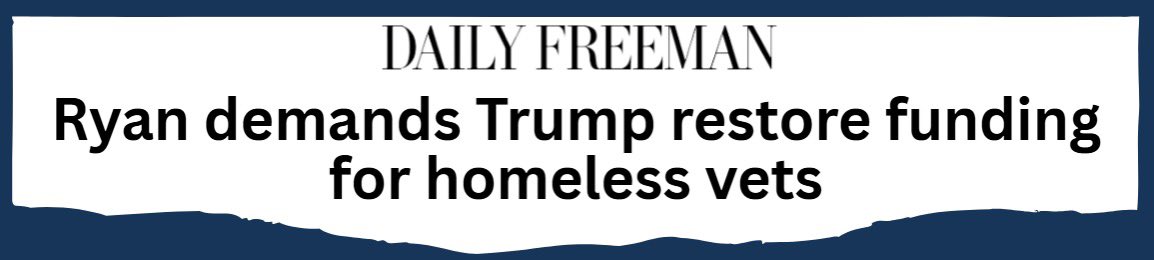 PatRyanUC's tweet image. In NY alone, Trump's proposed budget would put 1500 formerly homeless veterans back on the street.
This is straight-up UNAMERICAN.
Please join me in raising the alarm and FIGHTING BACK.