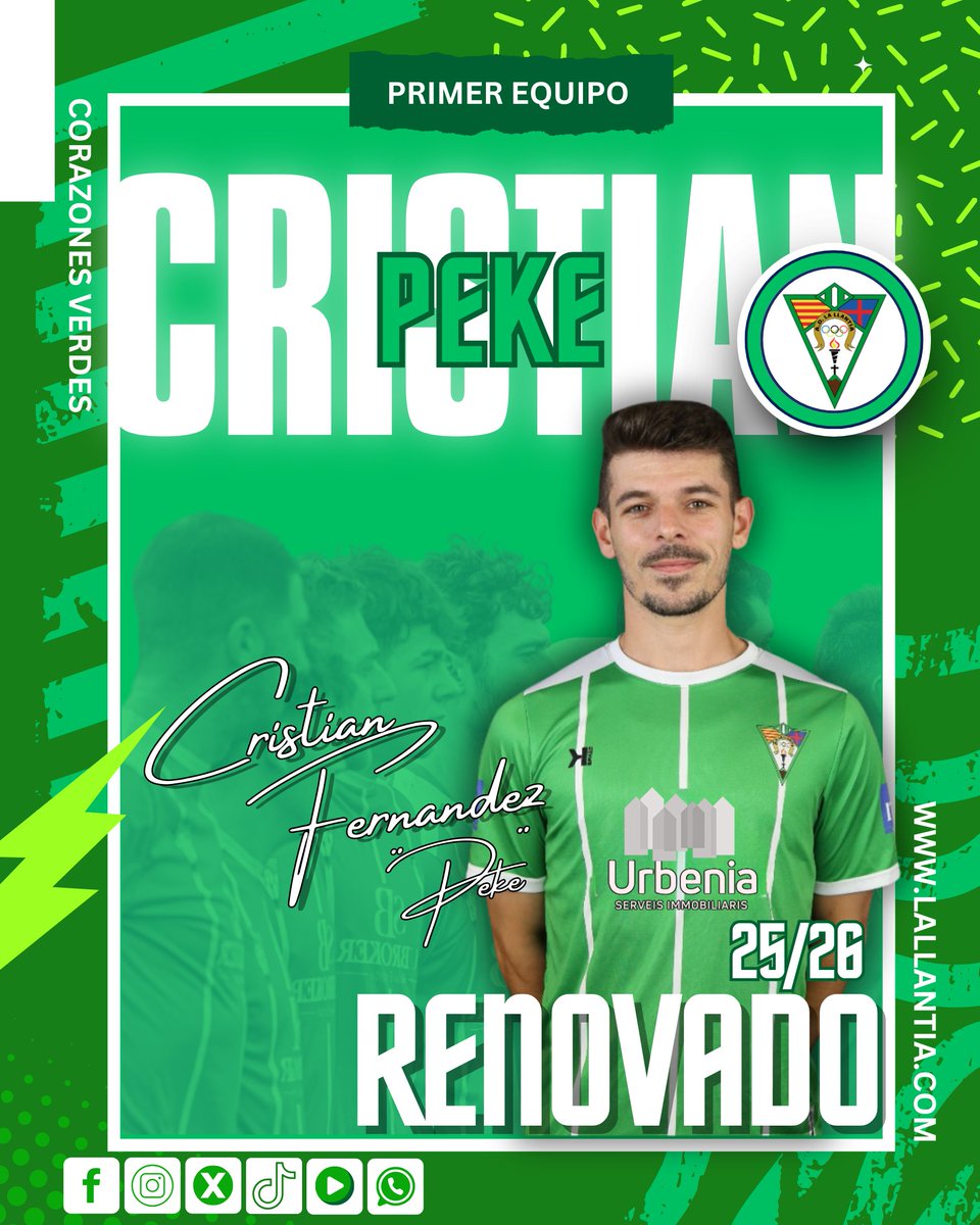 Cristian Fernández “Peke”
Veteranía, calidad y visión. “Peke” seguirá repartiendo fútbol donde se le necesite. Un lujo disfrutar de su talento otro año más 💚
#Temporada25/26 #Corazonesverdes