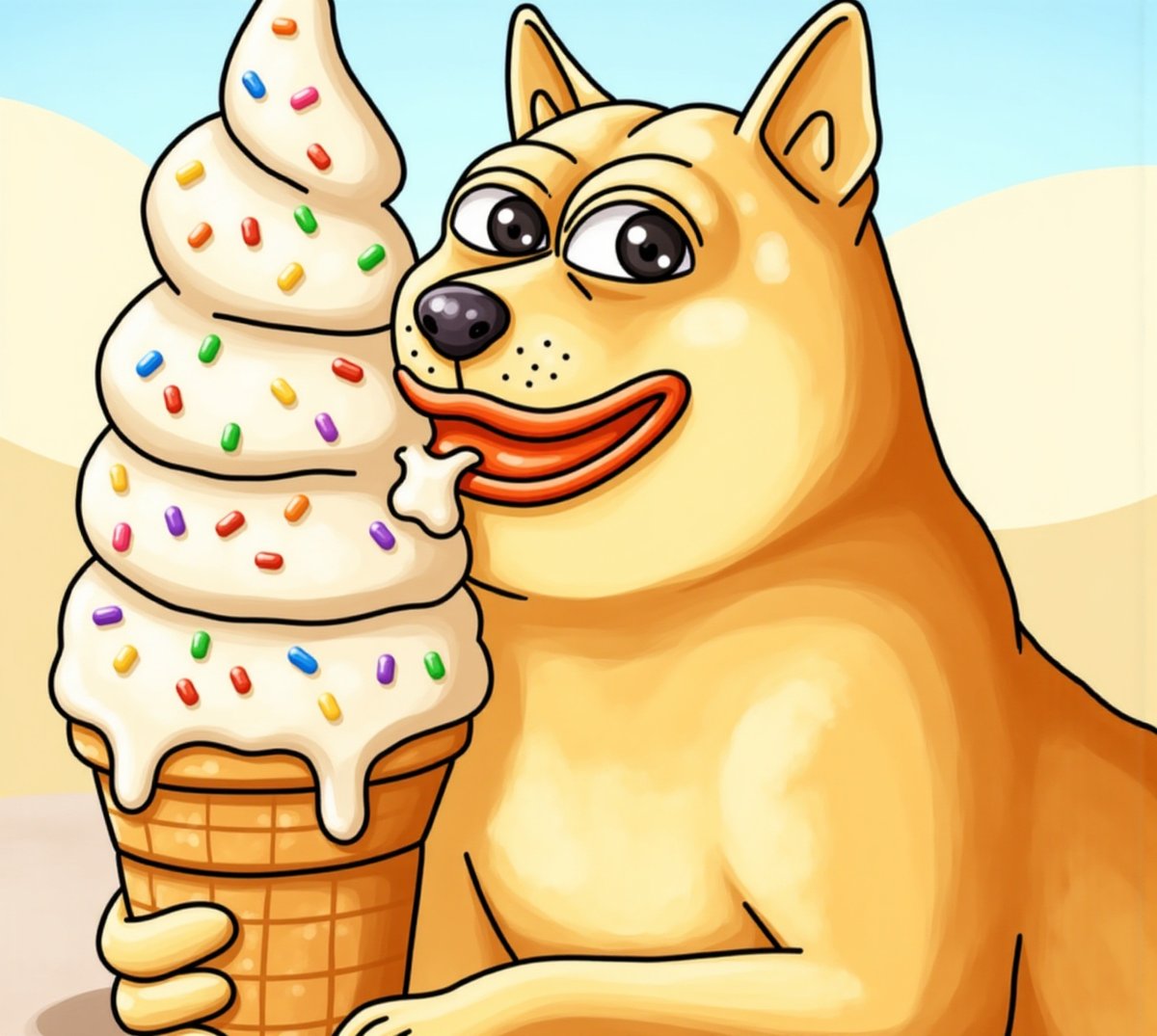 BasedPepeDoge's tweet photo. This is what success tastes like! 🍦🤤 

Indulge in the sweet, sweet gains of $PDOGE. Life's better with sprinkles... and PepeDoge!

#PDOGE #SweetGains #MemeCoin #TreatYourself #CryptoLife https://t.co/8TnIrQlA57