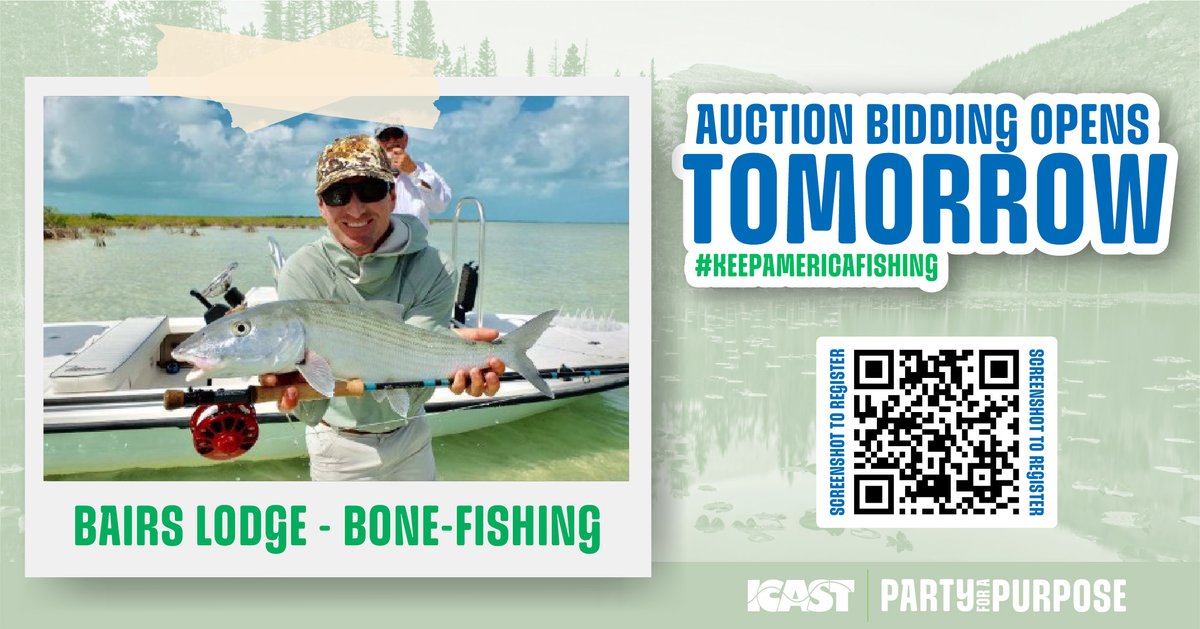 ASAFishing's tweet image. Tomorrow start bidding on an exclusive bone fishing trip to Bairs Lodge in South Andros Island in the Bahamas. Cast your support and fight for your right to fish and #KeepAmericaFishing
bit.ly/4lzPNYg
#ICAST2025 | #ICAST | #ICASTSHOW