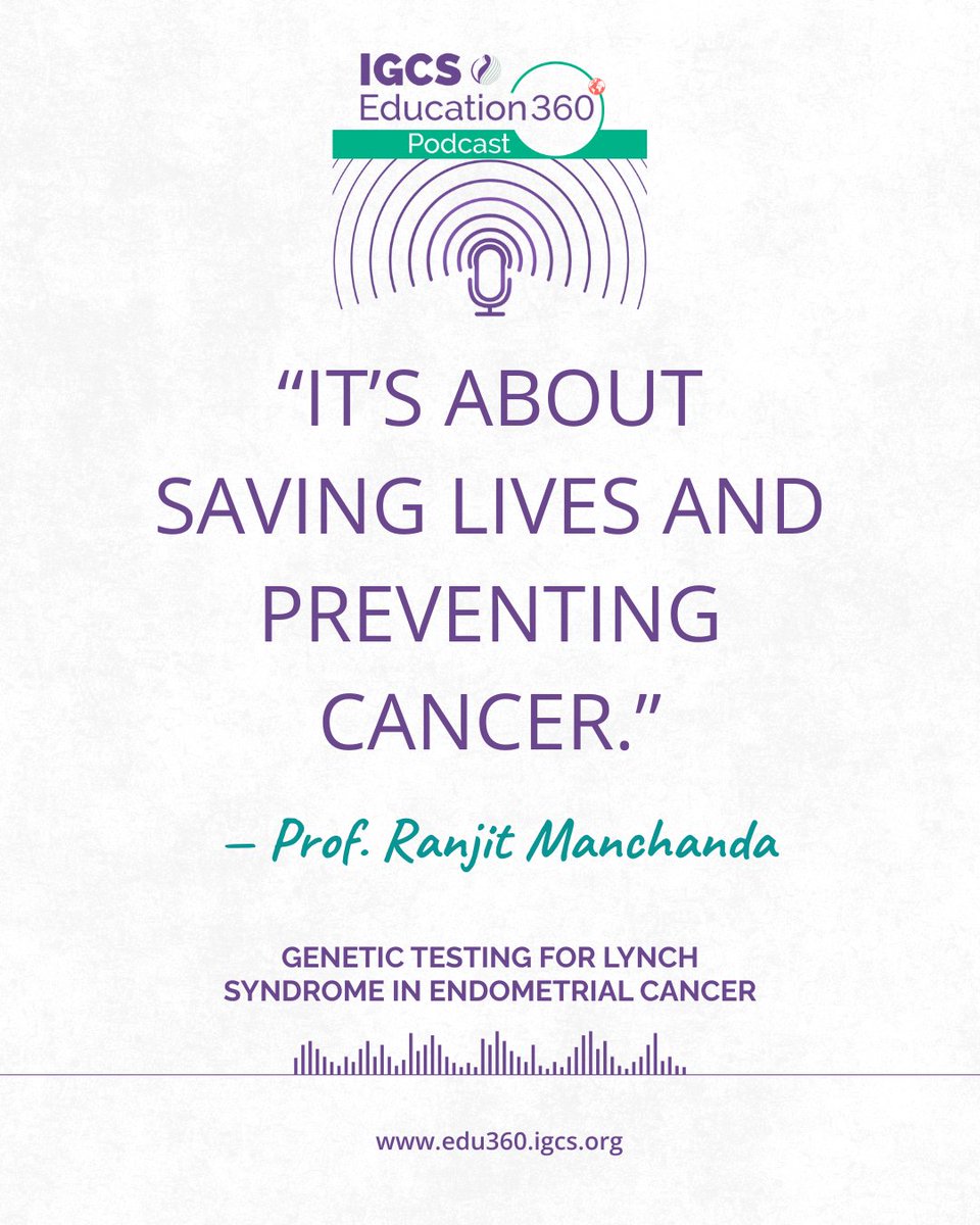 IGCSociety's tweet image. Discover how Lynch syndrome testing is transforming endometrial cancer care globally. In our latest IGCS Education360 podcast, hear from experts and a patient advocate about practical implementation, training resources, and why this matters to every care team.
🔗 Listen now:…