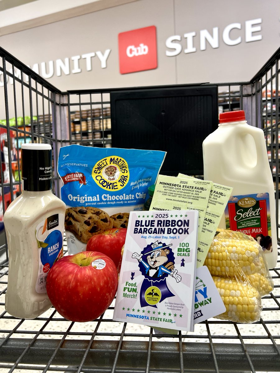 mnstatefair's tweet image. Grocery run = State Fair prep done! ✔️
Get pre-fair discount admission tickets, Fun Cards and Blue Ribbon Bargain Books, sponsored by @mnlottery, at your nearest participating Cub stores through Aug. 20 or while supplies last.
Ticket locations: bit.ly/msf-tix