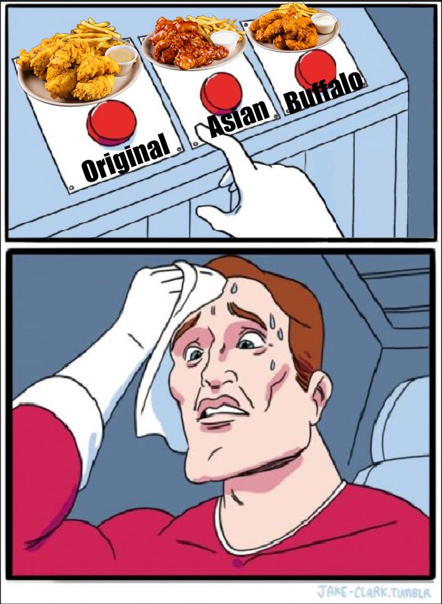No wrong choices here 😉 Let us know in the comments which button you’re pressing👇
.
.
.
.
#tullystenders #tullystendersarelife #tenders #buffalotenders #asiantenders #chickentenders