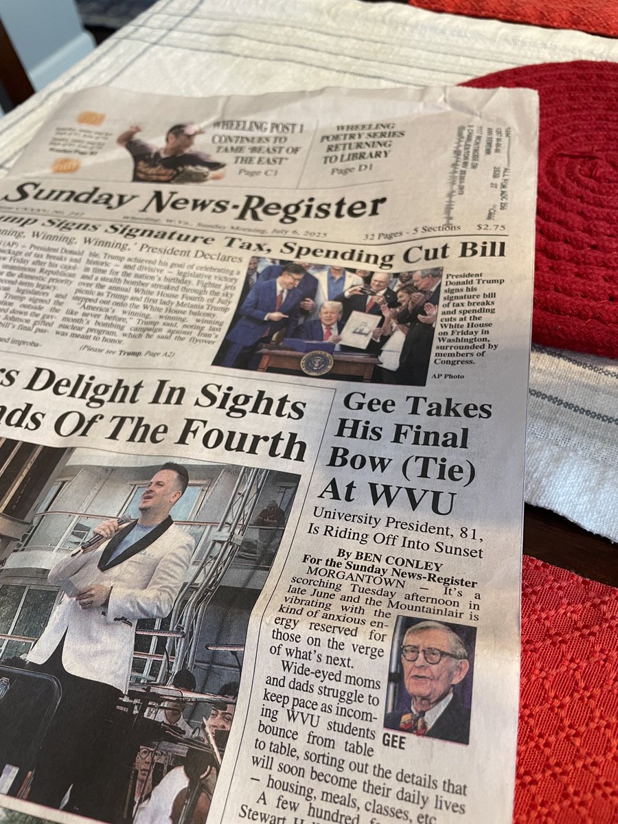 AskAnnAli's tweet image. A++ headline from the @IntelligencerWV last Sunday (slow to arrive in my mail, but print-only gems like this & fun layouts are why I still love seeing the real thing) 📰