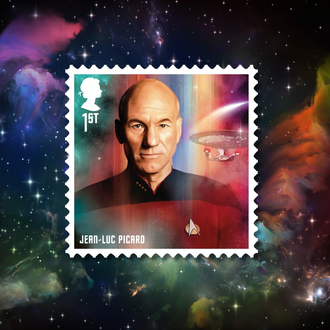 APS_stamps's tweet photo. Actor Sir Patrick Stewart was born on this day in 1940. Stewart's career has spanned decades, with a body of work that includes Shakespeare, sci-fi, and voice acting. His Star Trek: The Next Generation character, Capt. Jean-Luc Picard, was featured on a Royal Mail stamp in 2020. https://t.co/eAMY2u5UYt