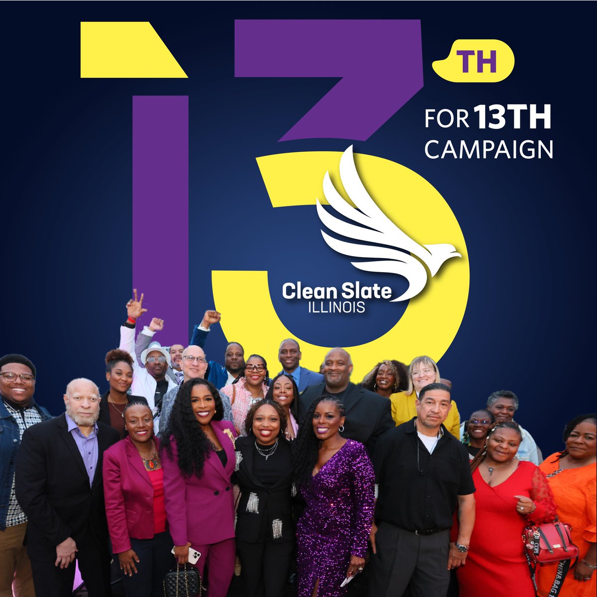 CleanSlateIL's tweet image. Today is the 13th and we’re launching #13thForThe13th.
Every month, we will raise our voices until Illinois becomes the 13th Clean Slate state.
Follow, repost, and speak out. Clean Slate means jobs, dignity, and second chances. #CleanSlateIL #CSIL
