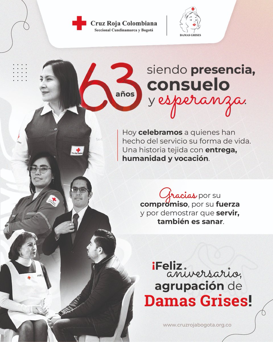 ¡Hoy es un día muy importante! La Agrupación Damas Grises cumple 63 años de servicio voluntario, demostrando que la humanidad se expresa en acciones concretas y sencillas. ✨ 

Gracias por tender la mano, escuchar con el corazón y acompañar sin juzgar. 👏