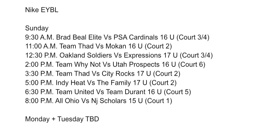 _MikeRoth's tweet image. Made it to North Augusta for EYBL Session IV and Peach Jam! Here’s my schedule for today’s action, Monday and Tuesday TBD
As always standout performers will be posted to @PrepHoopsOH and @PrepHoopsKY