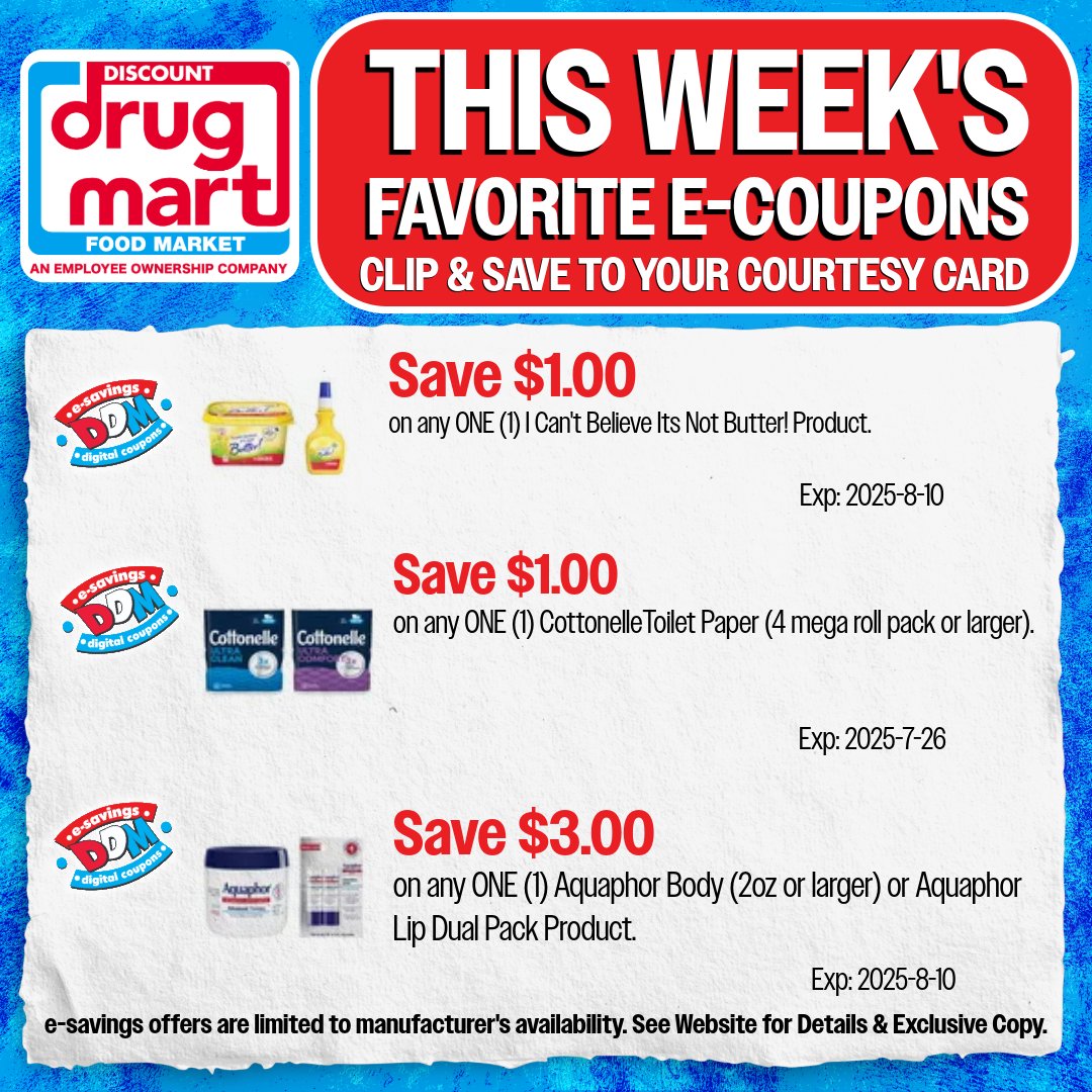 Have you clipped your e-coupons yet this week? All you have to do is "clip" the coupon &amp; it automatically gets added to your Courtesy Plus Card!

Start saving here: bit.ly/3fZw4ET

#DDM #ecoupons #savings
