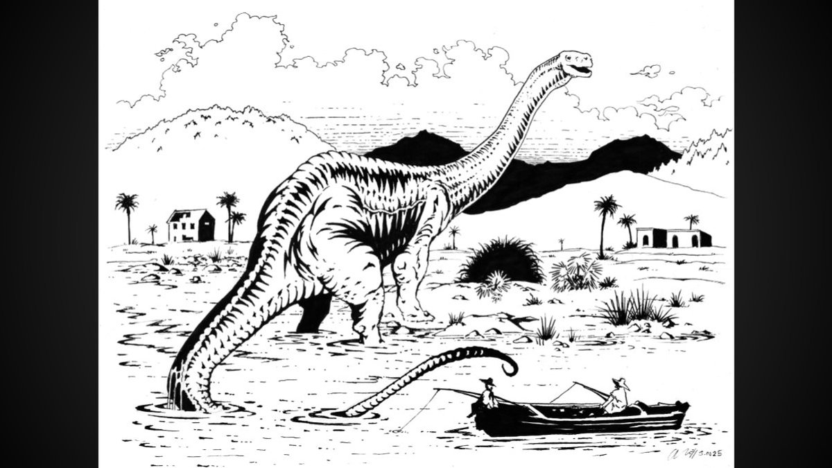 A drawing of Chan, a lake monster in the Santiago Valley of Mexico. Allegedly first sighted after an earthquake in the 1950s, Chan is described as a large sauropod or plesiosaur like animal.