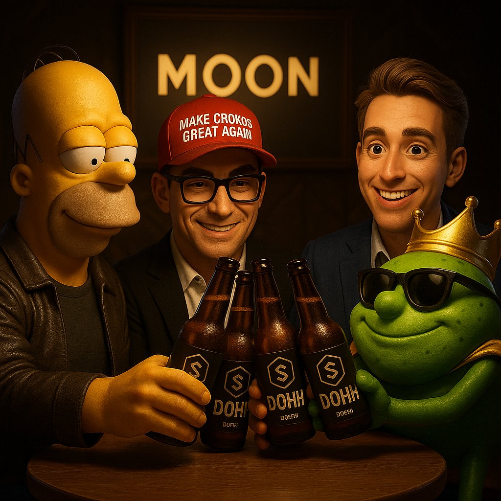 Episode 2 — “Dream Team” 🍻

🍩 Homer’s voice: These are my dream partners:

🧢 <a href="/kristokencro/">KrisOS - Ai Labs</a>  – says ‘Cronos’ 400 times a day

🤵 <a href="/EricCroToken/">²¹² Eric Token 💎 COO of Meme Coins 🤖</a>  – still thinks L1 means ‘Level 1’

🟢 <a href="/FartcoinCRO/">Fartcoin CRO</a>  – he smells like passive income.

Together, we’re building $DOHH.
We don’t have a