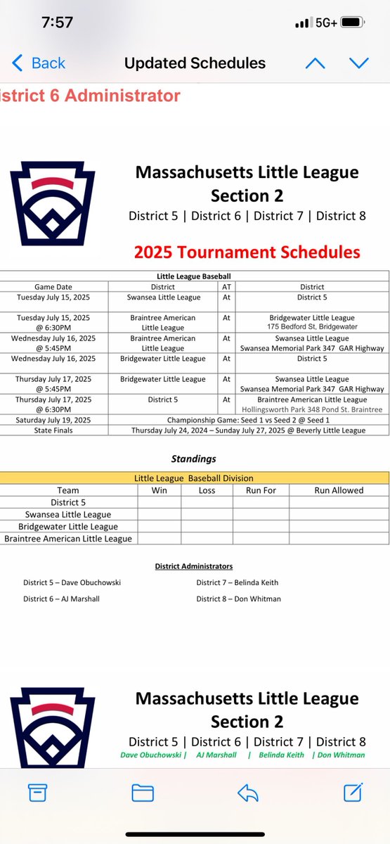 braintreeALL's tweet image. 12As will begin Sectionals play on Tuesday 07/15. Here is the schedule (Charlton won D5)