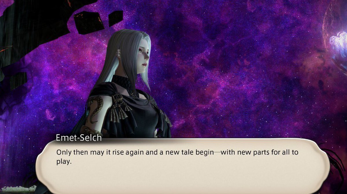 banditsecrets's tweet image. interesting wording in “new parts for all to play” not new actors, but new roles to existing ones. “my ideals are invincible”. yeah emet said fuck retirement, hes about to take a nap in the lifestream & the minute he senses wol’s coochie vibrating SOS in morse code hes tapping in