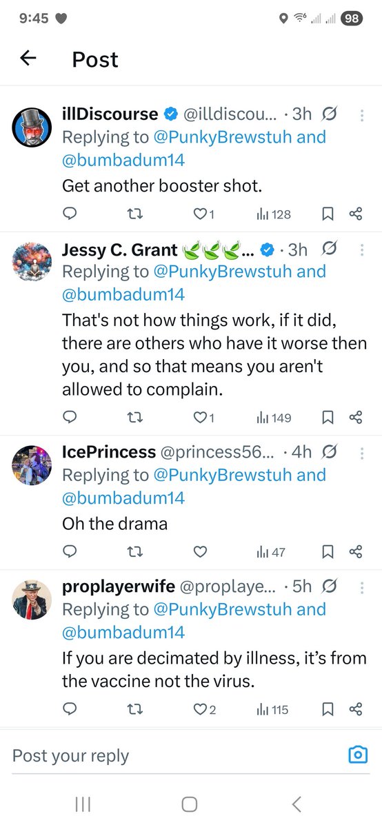 PunkyBrewstuh's tweet image. 1) Imagine if this was the response to someone who mentioned cancer?
2) Long COVID and the the post COVID vaccine injury that followed are far worse than both of my cancers combined.
We're between so many hard places.