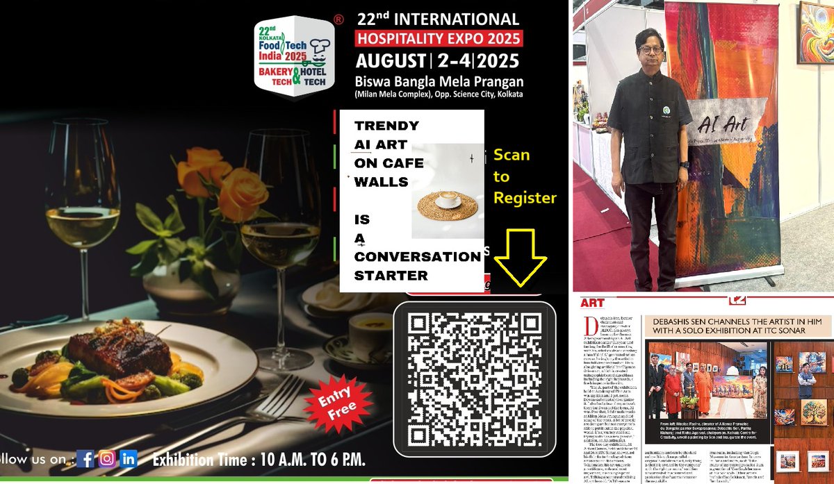 I will be there again in a stall at FoodTech Expo. On 2-4 August 2025. Saturday-Monday, 10 am - 6 pm daily. I will present a new collection of single print, unique framed AI Art on Canvas. No entry fee, but registration is required. Please scan the QR Code in the picture for