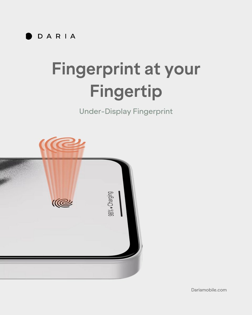 Daria_mobile_ae's tweet image. Unlock the Future.
With under-display fingerprint technology, security meets simplicity—right at your fingertip.
No buttons, no delays. Just one seamless touch.

#DARIA #FingerprintTech #SecureSmart #UnderDisplayInnovation #DariaMobile