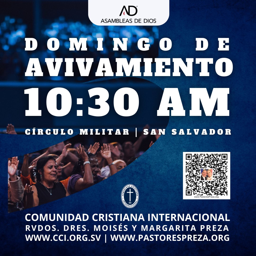 ¡Dios sigue llamando con amor eterno! Este domingo, abre tu corazón a la voz del Señor. 

Día: Domingo
Hora: 10:30 a.m.
Lugar: Círculo Militar, San Salvador

Jeremías 31:3

Rvdos. Dres. Moisés y Margarita Preza
PastoresPreza.org