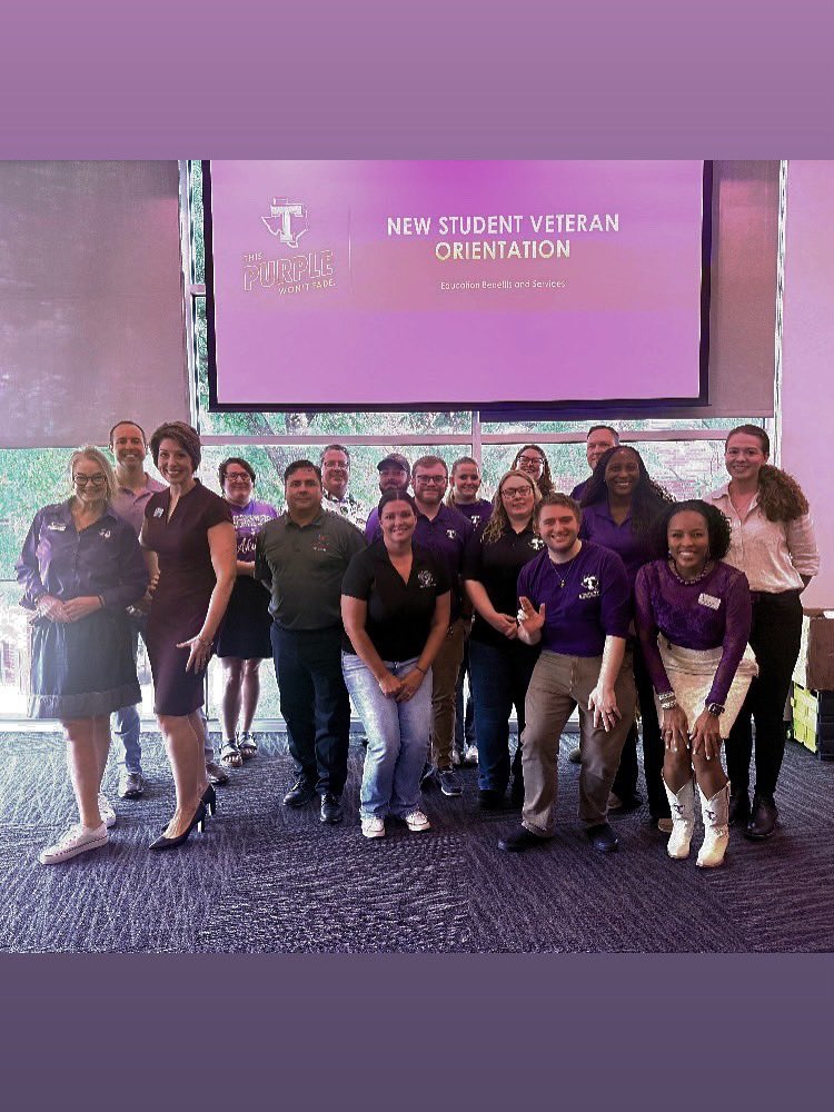 TSUConnectionVP's tweet image. It’s an honor for GCFG to partner with Veterans Services, Advising, Health Services, TRIO, Corps of Cadets & community allies for our Veterans Orientation Breakfast. Grateful to those who served & now call Tarleton home.
We’re committed to your success. 🇺🇸💜 #VeteranSuccess