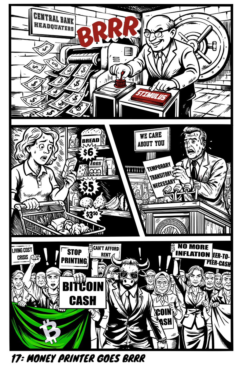 BCH_BULL's tweet photo. The money printer goes brrr, prices soar, and promises fall flat. People are waking up, they want real money.
Bitcoin Cash is the answer: fast, scalable, peer-to-peer money that no one can print out of thin air. https://t.co/VDuJjqX687