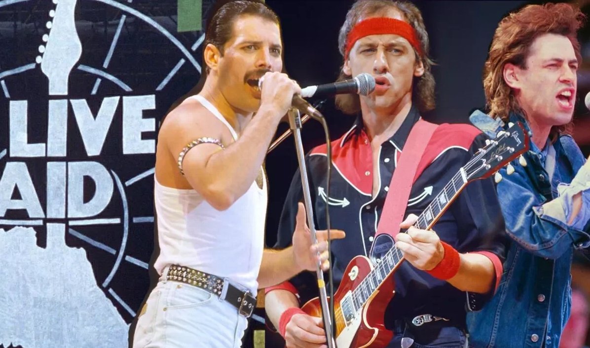 On July 13, 1985, musicians and celebrities gathered at Wembley Stadium in London and JFK Stadium in Philadelphia to hold a 16-hour Live Aid concert, raising more than $125 million for famine relief in Ethiopia.