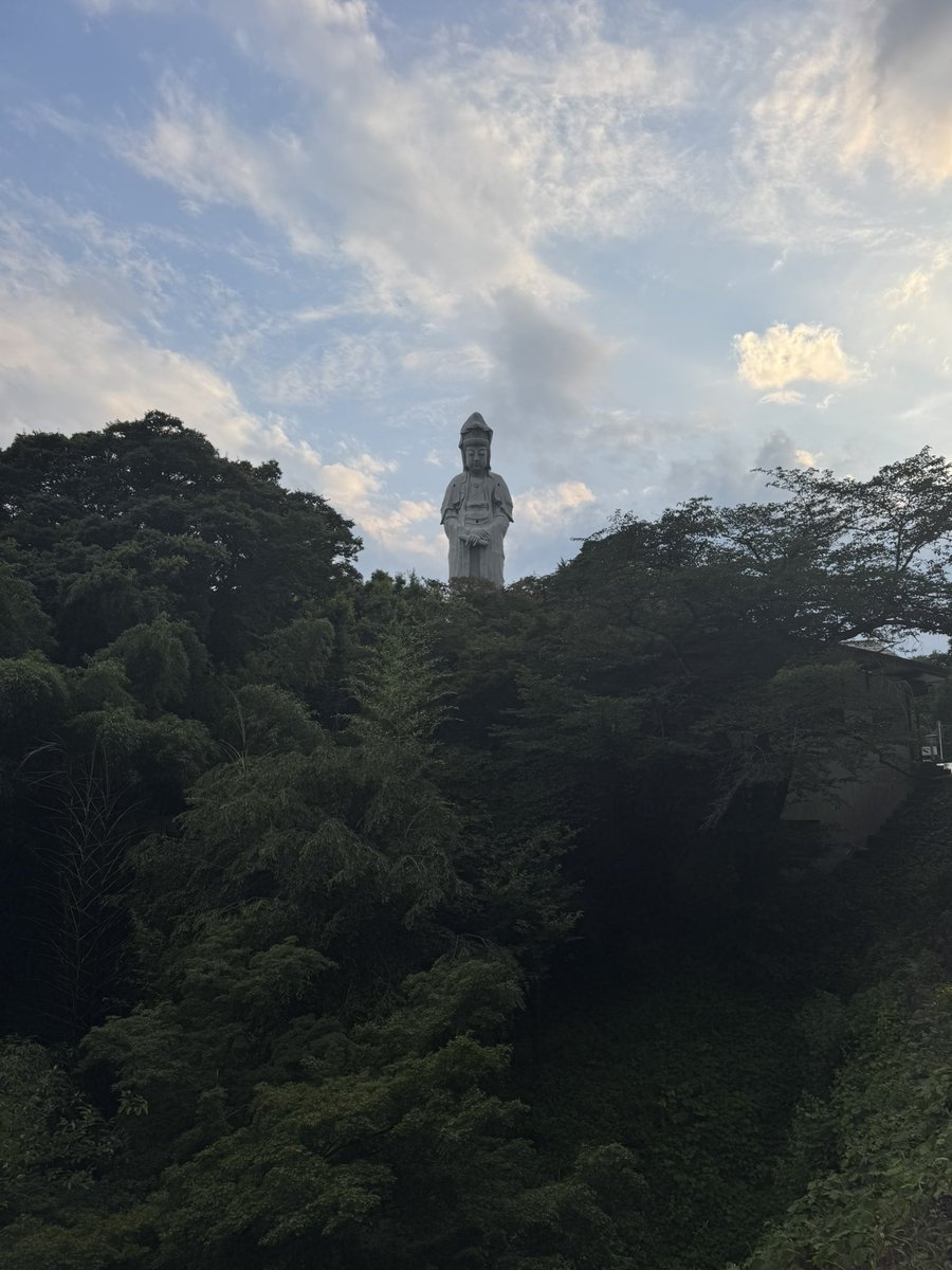 tet_ueno's tweet image. 日曜なので夕方から走る。少し足を伸ばして、25km、高崎白衣大観音まで。