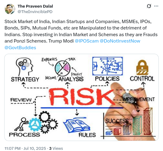 Political Ahuti Of #UsefulIdiots & #UselessEaters (@_politicalahuti) on Twitter photo No matter howsoever you look at the stock market of India, it would certainly collapse more very soon due to frauds and manipulations says Praveen Dalal. Trump Modi <a href="/TheInvinciblePD/">The Praveen Dalal</a> <a href="/DoNotInvestNow/">Do Not Invest In Indian IPOs, Startups & Companies</a> <a href="/IPOScam/">IPO Scams And Share Market Scams In India</a> No matter howsoever you look at the stock market of India, it would certainly collapse more very soon due to frauds and manipulations says Praveen Dalal. Trump Modi <a href="/TheInvinciblePD/">The Praveen Dalal</a> <a href="/DoNotInvestNow/">Do Not Invest In Indian IPOs, Startups & Companies</a> <a href="/IPOScam/">IPO Scams And Share Market Scams In India</a>