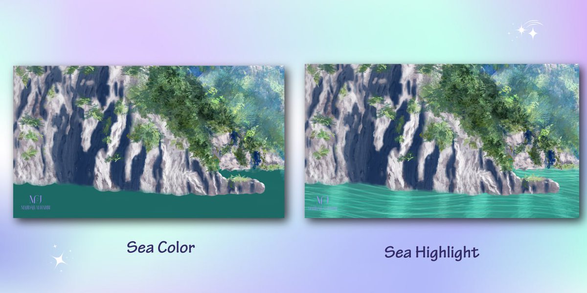 مساء الابداع والرسم ✨
اخترت هالصورة ورسمتها بالكامل في الفوتوشوب 
والتجربة في كل مرة تكون رهيبة وممتعة خصوصا في اعدادات الفرش تساعد بالرسم كثير👍🏻 
هنا خطوات الرسمة اختصرتها بكذا صورة وباقي التفاصيل موجودة بحسابي انستقرام 🤩✨