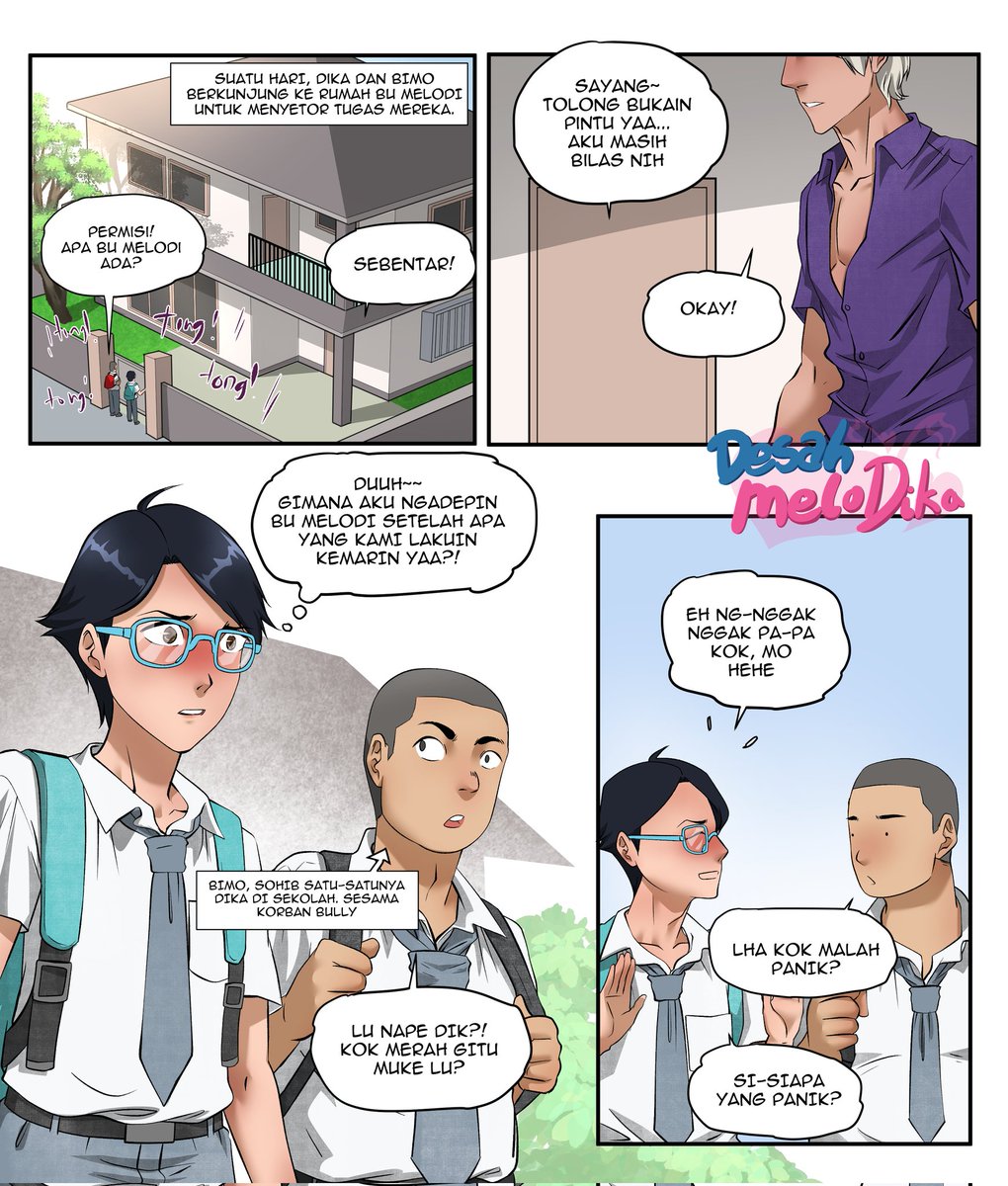 Elisa_comic's tweet photo. Dika dan Bimo berkunjung ke rumah Bu Melodi untuk menyetorkan tugas mereka. Namun seseorang yang tidak disangka2 menyambut mereka.
50 Retweet = Next Page 🍑
Baca komik aku lainnya di https://t.co/jKpO3ho9ek yaa Kak 🍑
---
#komikdewasa #KomikusFasik https://t.co/hIo71w8ms3