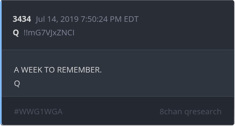 StephanieStarrC's tweet image. I&apos;m not a huge Q person, but this is interesting. Q spoke about the financial system and the central banks around the world. Was he referring to July 14th as Crypto Week being a week to remember? How did he know? Operation looking glass? 👀👀👀