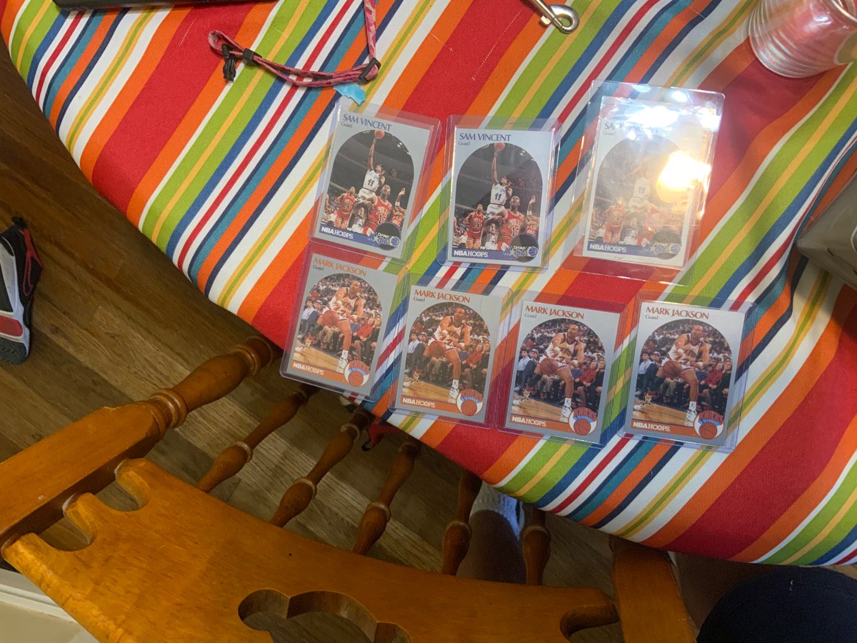eric_heffernan's tweet image. My Son and I just bought a large Basketball, Football and Baseball card collection that we’ve been integrating into our much smaller existing collection.
I’ve just learned about two interesting cards you might have and not even know they’re worth anything.
1990 Hoops Mark…