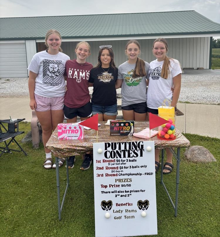 The Lady Rams golf team are all set up at the Lancaster Golf Course. Go show off your putting skills!