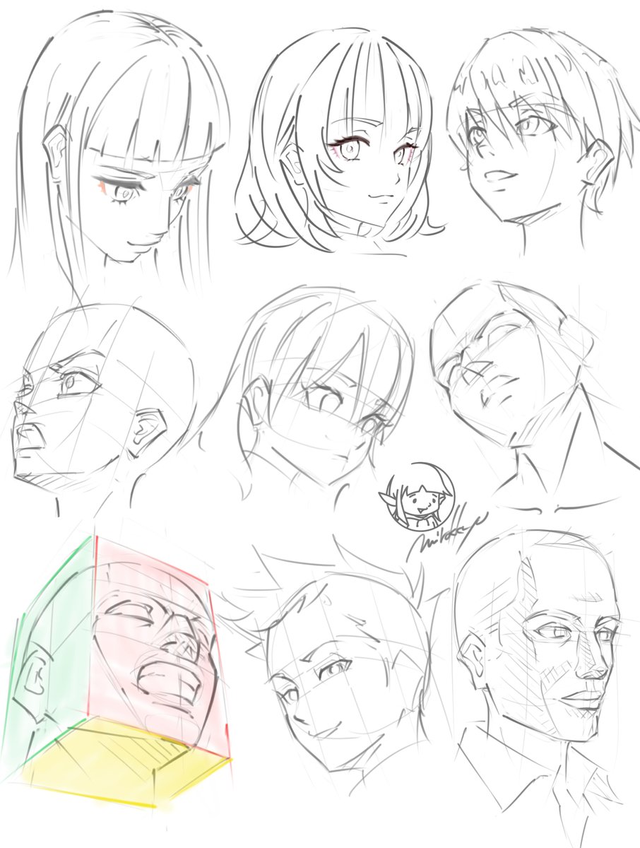 mirokkyu's tweet image. 顔の練習✏️
ついつい難しい角度を
何度も挑戦したくなります
まだすごい手こずります
#イラスト #クロッキー