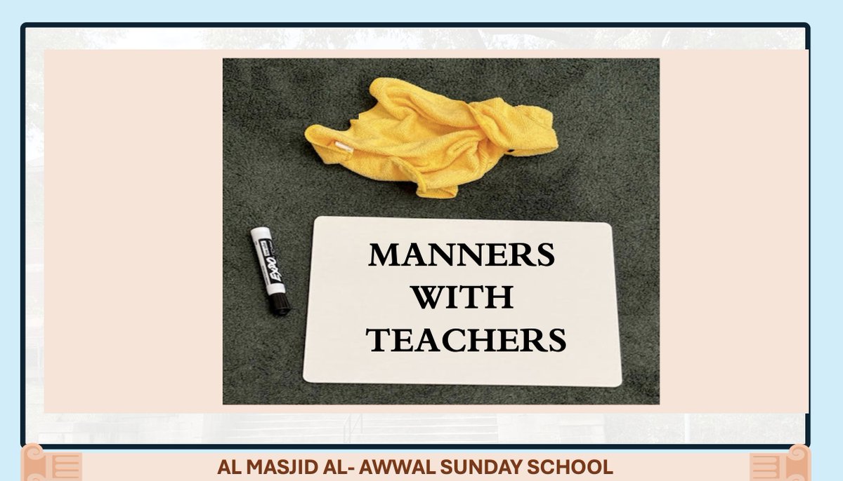 1MMSchool's tweet photo. Our young learners will learn today about manners with teachers. Inshaa Allah an important lesson to instill in them love &amp; respect for the people of knowledge. May Allah have mercy upon our scholars &amp; preserve those that are alive &amp; allow our young learners to benefit from them! https://t.co/a8J2B06Jat