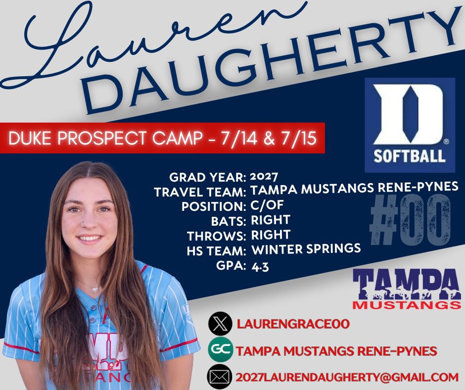 Lauren Daugherty (@laurengraced00) on Twitter photo Canāt wait to be at <a href="/DukeSOFTBALL/">Duke Softball</a> camp tomorrow and tuesday!! <a href="/DukeCoachYoung/">Marissa Young</a> <a href="/oliviaadyan/">āCoach Livā Olivia Watkins</a> <a href="/CoachTaylor_W/">Taylor Wike</a> <a href="/lmaulden15/">Lisa Maulden</a> <a href="/prstaggs/">Parker Staggs</a> Canāt wait to be at <a href="/DukeSOFTBALL/">Duke Softball</a> camp tomorrow and tuesday!! <a href="/DukeCoachYoung/">Marissa Young</a> <a href="/oliviaadyan/">āCoach Livā Olivia Watkins</a> <a href="/CoachTaylor_W/">Taylor Wike</a> <a href="/lmaulden15/">Lisa Maulden</a> <a href="/prstaggs/">Parker Staggs</a>