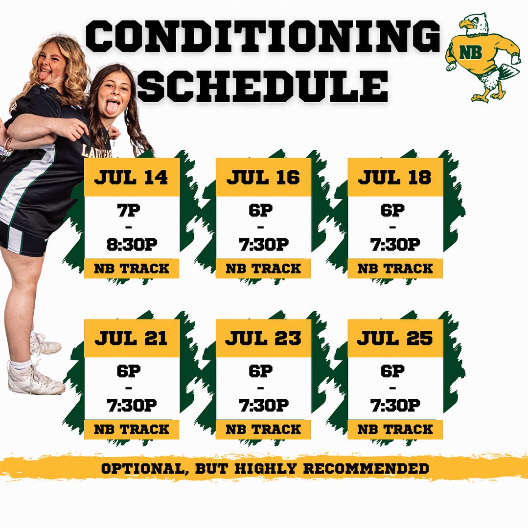 All returning players and anyone serious about making the squad, this is where we put in the work.

🎒 Bring water, tennis shoes, your up to date sports physical, and that grind-it-out mindset. Feel free to bring your cleats if you want reps on the field for a few minutes after