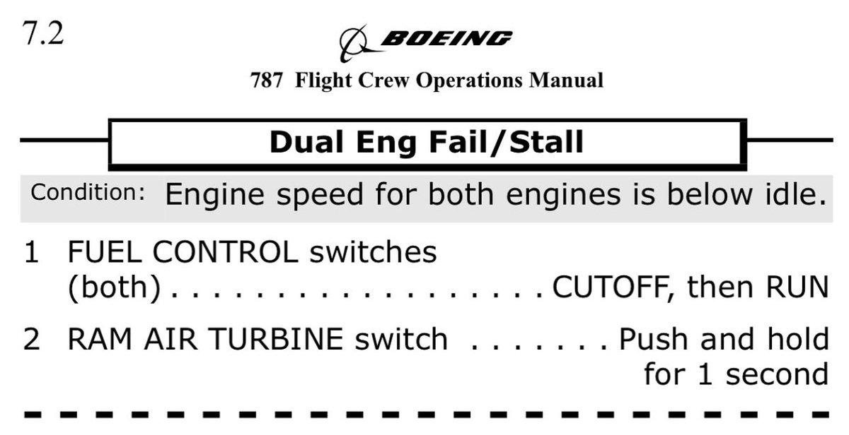 This would explain why the FUEL CONTROL switches were moved back to the “run” position and the RAM AIR TURBINE was deployed.