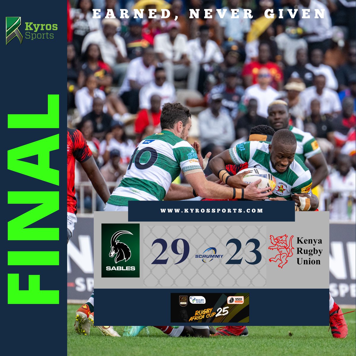 FINAL 

Sables 29-23 Simbas

Good game management in the last quarter seals it for the Sables . Off to the Final