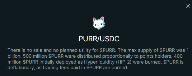 liwikruk's tweet photo. When will $purr shine again?

Let's start from the beginning, from the time when Hyperliquid was not what it is now. People farmed points and thought it was going to be strong, but still a regular perp dex.

That's when the Hyperliquid team first launched their token - $purr. First spot token, first airdrop, first meme. Yes, it was the team that created $hype and essentially changed and is changing the rules in the market right now.

So the team has another token besides $hype? Exactly, it's shown almost everywhere and many projects have a similar name. That's the cat u see every day when use Hyperliquid - $purr.

But it's just a meme, so what's the point of the team already creating it? Those asking this question must have forgotten where they are. It's a crypto bro's, and as #useless shows, a token doesn't need something to grow, just a story. Take a look at the top memes of each platform and their Mcap.

$wif - $1B Mcap 
$pengu - $2B Mcap 
$bonk - $2B Mcap
$pepe - $5B Mcap

$purr - $130M Mcap ????

And by the way, about the uselessness of Purr, this question is also highly questionable, but more on that later.

Utility?

Yeah, Purr does not have direct utility, but compared to the huge growth of the main $hype token, it is not necessary. There is one thing. In the past, if u haven't missed it, Assistance fund once announced that it would help eco tokens and the first one it acquired was purr.  Now imagine what will happen if Fund starts doing this on a regular basis, what will happen if Jeff turns his eyes to his beloved kitty. Imagine that? I do, too. That's why I decided to post this and buy huge amount of Purr. 

So, let's take a look

Pros 
- $PURR is the first HIP‑1 native token launched on the Hyperliquid L1 blockchain
- mascot of Hyperliquid
- possible support of Assistence fund 
- Total max supply is 1 billion PURR, with about 596 M tokens currently circulating; it's deflationary, as trading fees are burned
- first team token
- cute kitty
- meme
- a growing ecosystem, phantom which attracts many new users

Risks
- No direct utility
- Market volatility
- meme

After weighing all this, I decided that Risk/Reward is very tasty, thus I believe that when the time comes, it will be the second strongest token after hype and will be able to create new millionaires. Just believe.

Hyperliquid