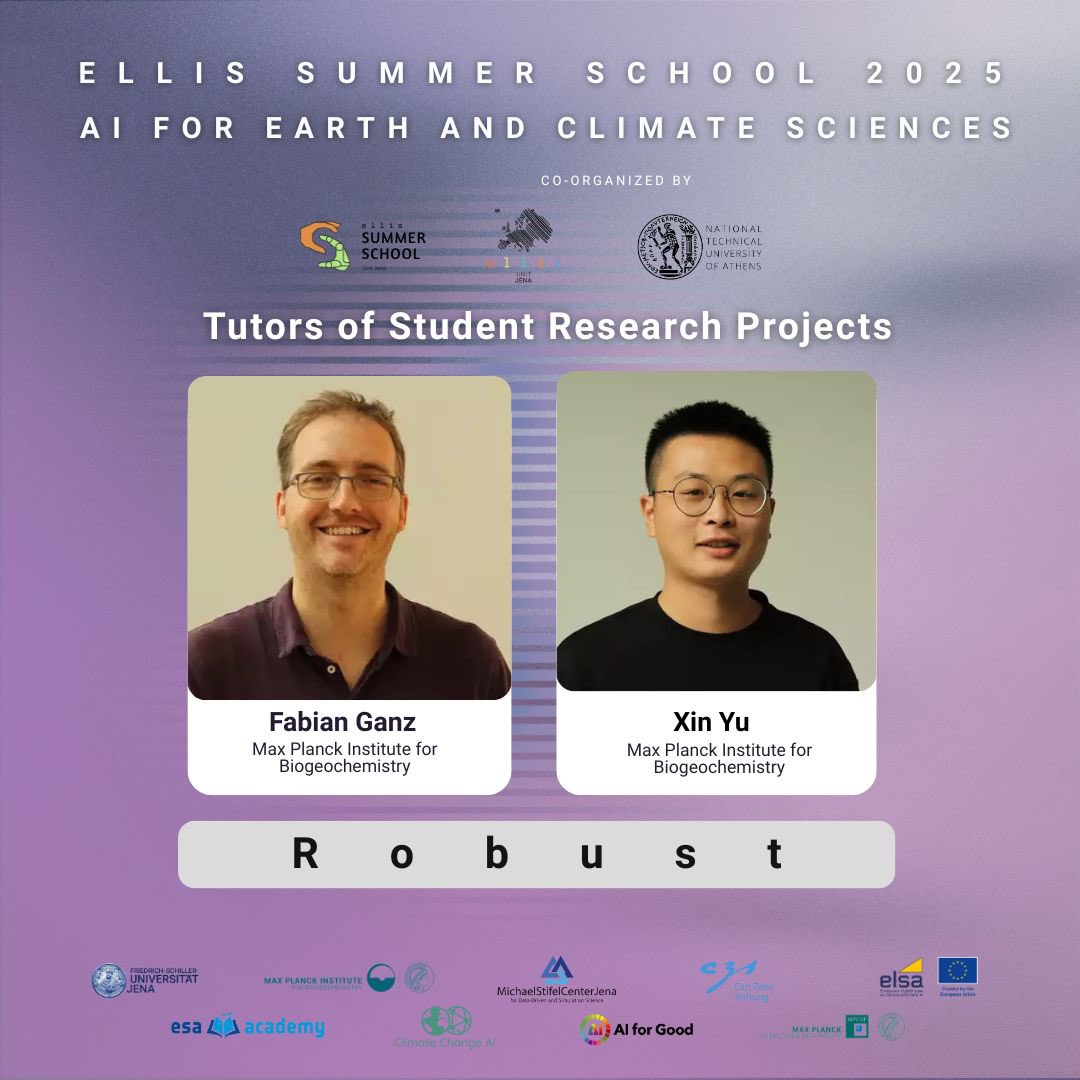 Ellis_Unit_Jena's tweet image. 🌍@ELLISforEurope Summer School Jena 2025 AI for Earth & Climate Sciences
🧑🎓 Tutors: 6 of 20
📚 Topic: Robustness
🎓 Fabian Ganz
🎓 Xin Yu
@UniJena @MPI_BGC @StifelCenter @CZ_Stiftung @ClimateChangeAI @AIforGood, @elsa_lighthouse,@esa, @maxplanckpress
🔗tinyurl.com/63b4p62b