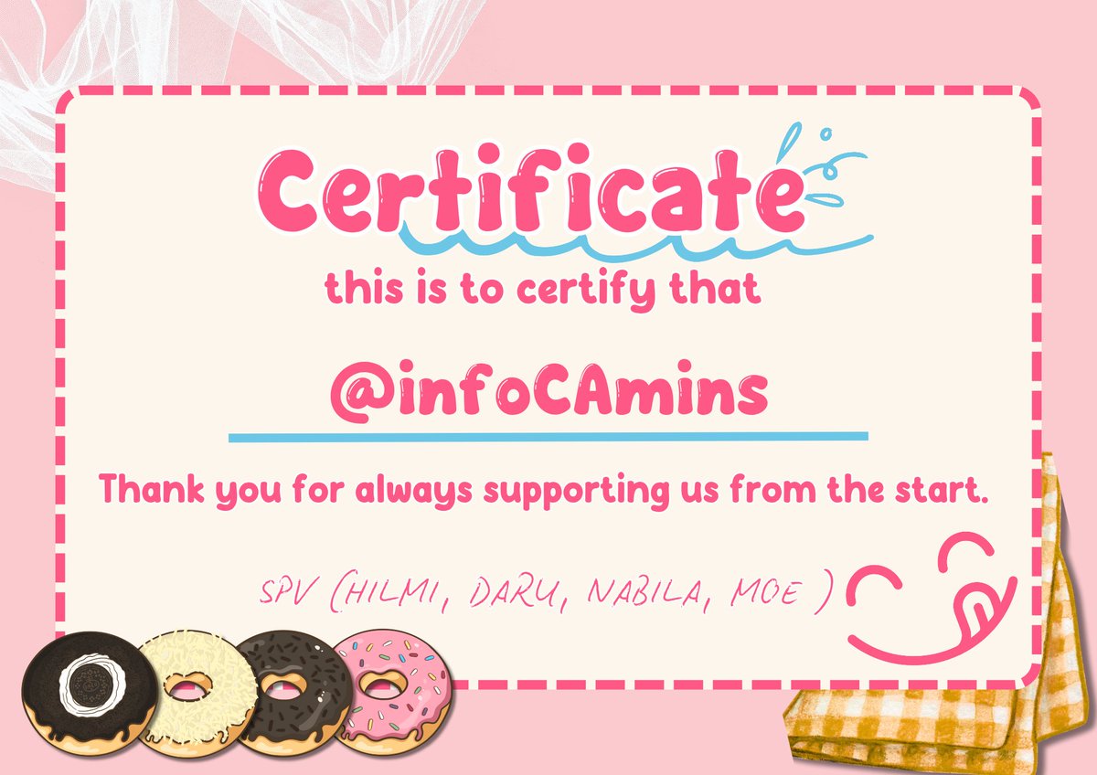 agensidonut's tweet photo. oh iya satu lagi sebelum tutupan juga, kita mau makasih banyak ke @infoCAmins dan @SeputarCA karena sudah support kita dari awal banget. kak beri dan aca, kak tole agensidonut izin pamit ya. Terima kasih buat semuanya 💕 https://t.co/LnPciOjBQN