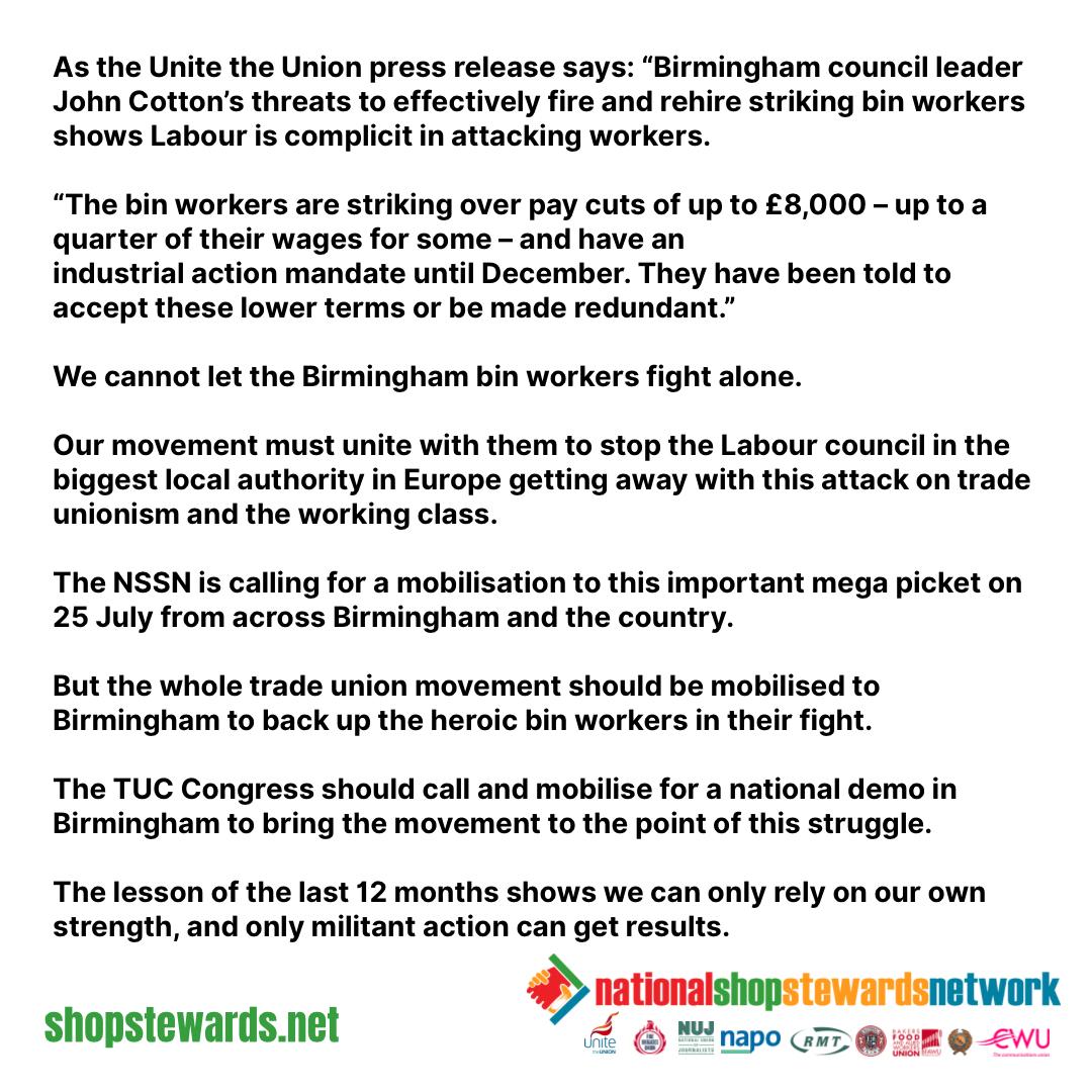 NSSN_AntiCuts's tweet image. Support the #MegaPicket 2 to support @unitetheunion #BirminghamBinStrike @UniteWestMids @UniteEconomy @UniteSharon @strike_map
Lobby #TUC Congress #NoCuts