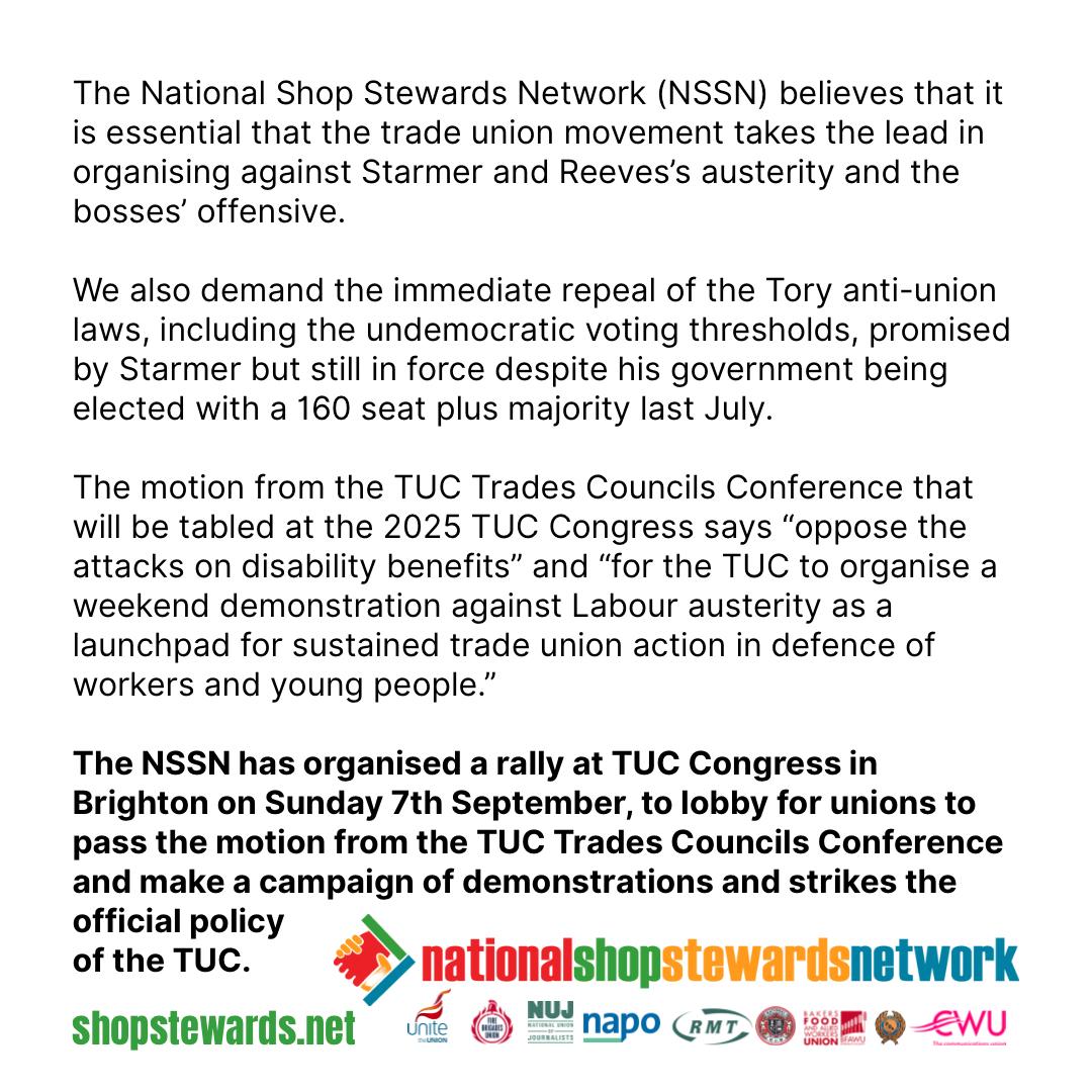 NSSN_AntiCuts's tweet image. Support the #MegaPicket 2 to support @unitetheunion #BirminghamBinStrike @UniteWestMids @UniteEconomy @UniteSharon @strike_map
Lobby #TUC Congress #NoCuts