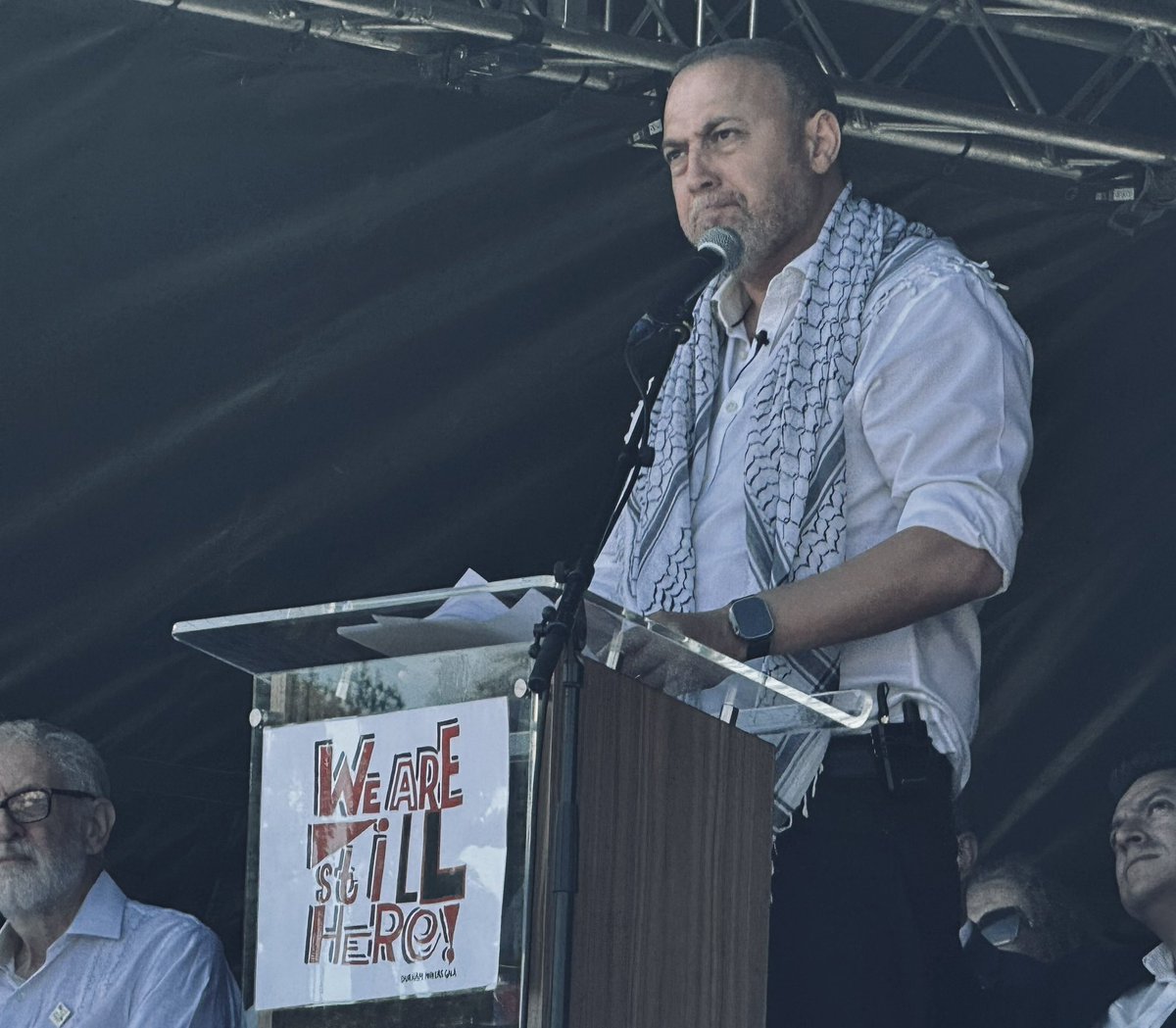 A hot one. I spent most of my <a href="/DurhamGala/">Durham Miners' Gala</a> with the Palestine Solidarity bloc, just making it down to the field for the start of the speeches. I’m glad I did, because <a href="/hzomlot/">Husam Zomlot</a>’s was one of the best we’ve ever seen at the Big Meeting. I was close to tears, I don’t mind admitting.