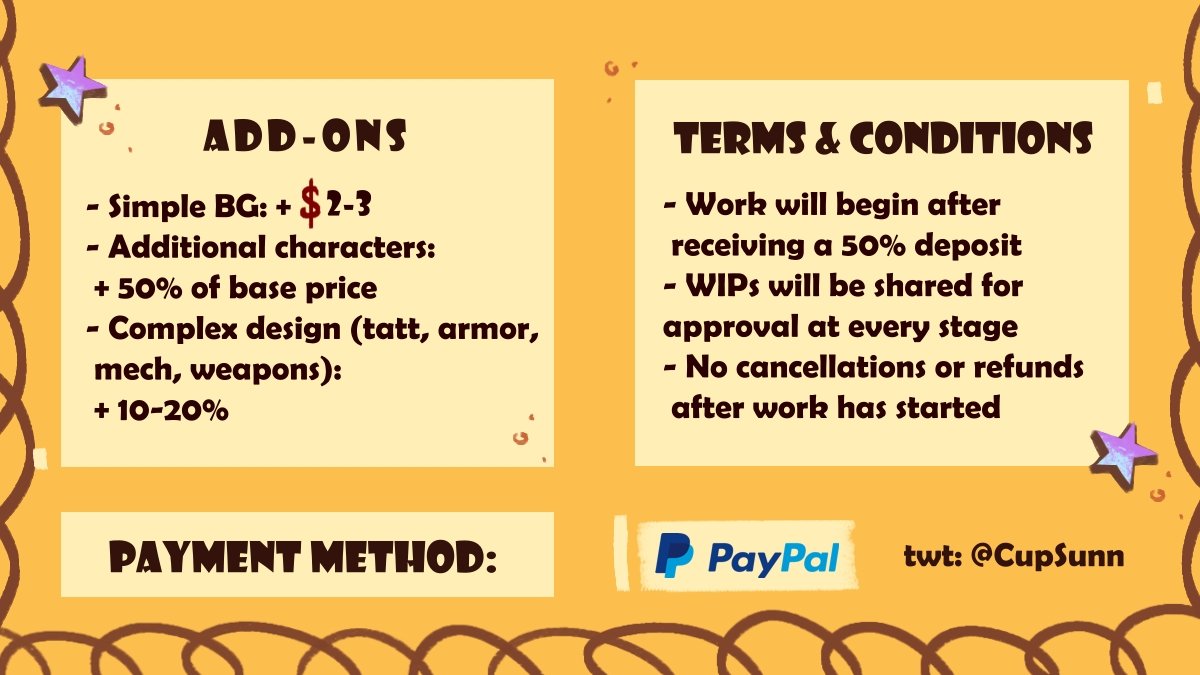 CupSunn's tweet image. ⭐️ Commissions open!! ⭐️
Finally! Would love your support 🤗 Feel free to DM!
#commissionsopen #artmoots