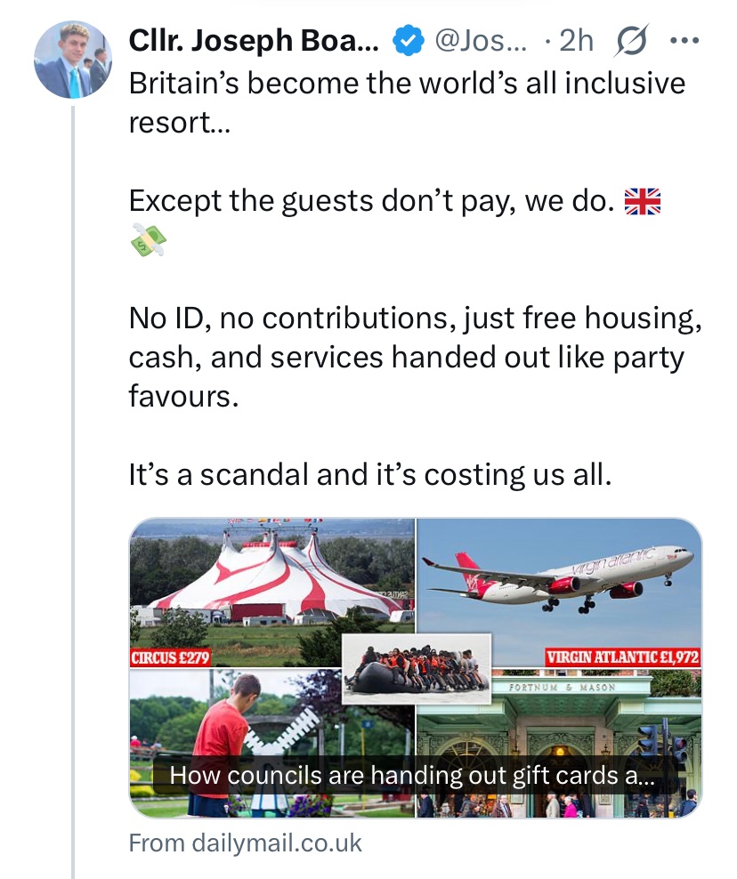 Two observations:

1. Joseph is 18 years-old and has never contributed anything to HMRC.

2. Migrants contribute more in tax and national insurance than British-born workers on average.