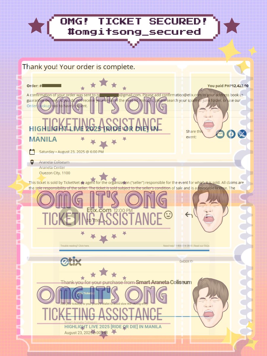 omgitsong_101's tweet photo. #OIO_proofs

OMG, Tickets secured for HIGHLIGHT LIVE 2025 [RIDE OR DIE] IN MANILA

✨Ticket secured under clients' details

✅ 1 VIP Standing (secured at 12:00nn!!!)

❌TICKET NOT FOR SALE❌

#하이라이트 #HIGHLIGHT
#HighlightLive2025RideOrDieInManila https://t.co/9sUo7Q1CRF