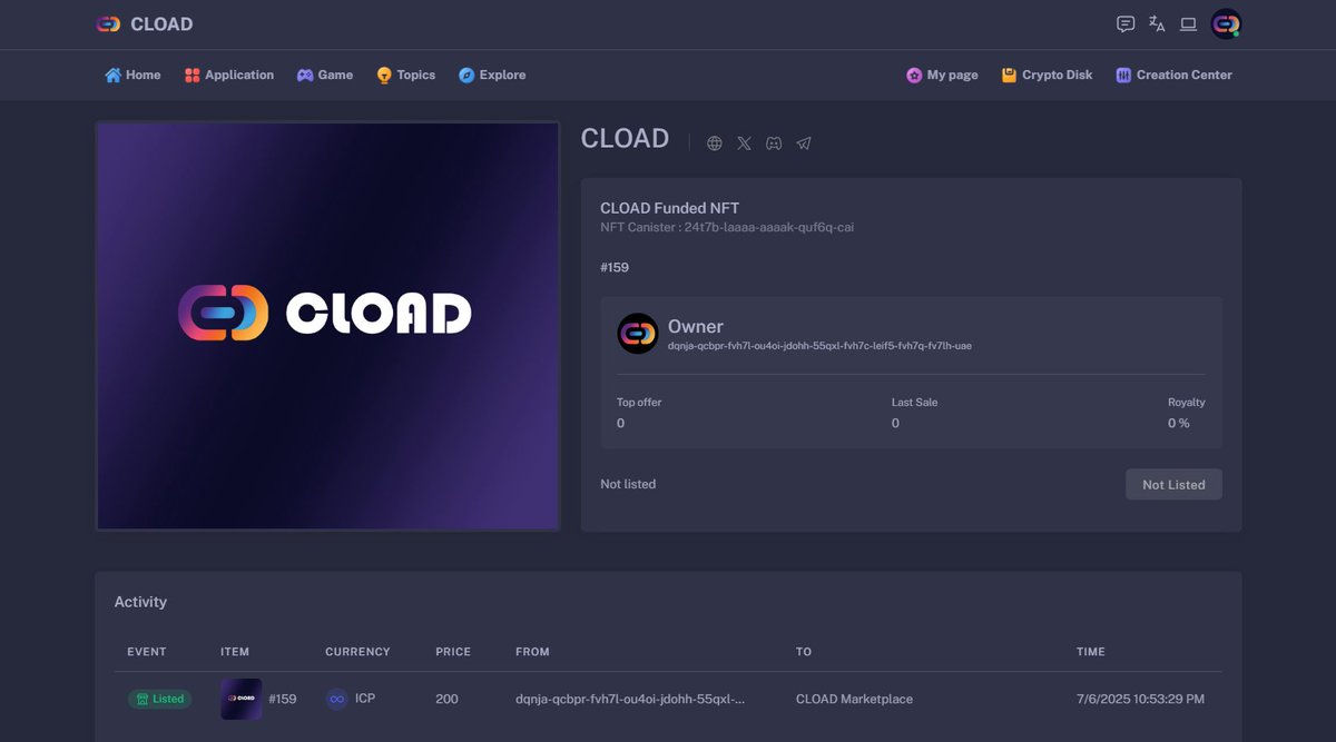 CLOAD Funded NFTs, issued fully on-chain under the ICRC7 standard, will soon support transfer and trading!

Here’s what it means:
✅ True user ownership, fully decentralized asset flow
✅ NFTs can be traded freely in the decentralized marketplace
✅ More possibilities and rights
