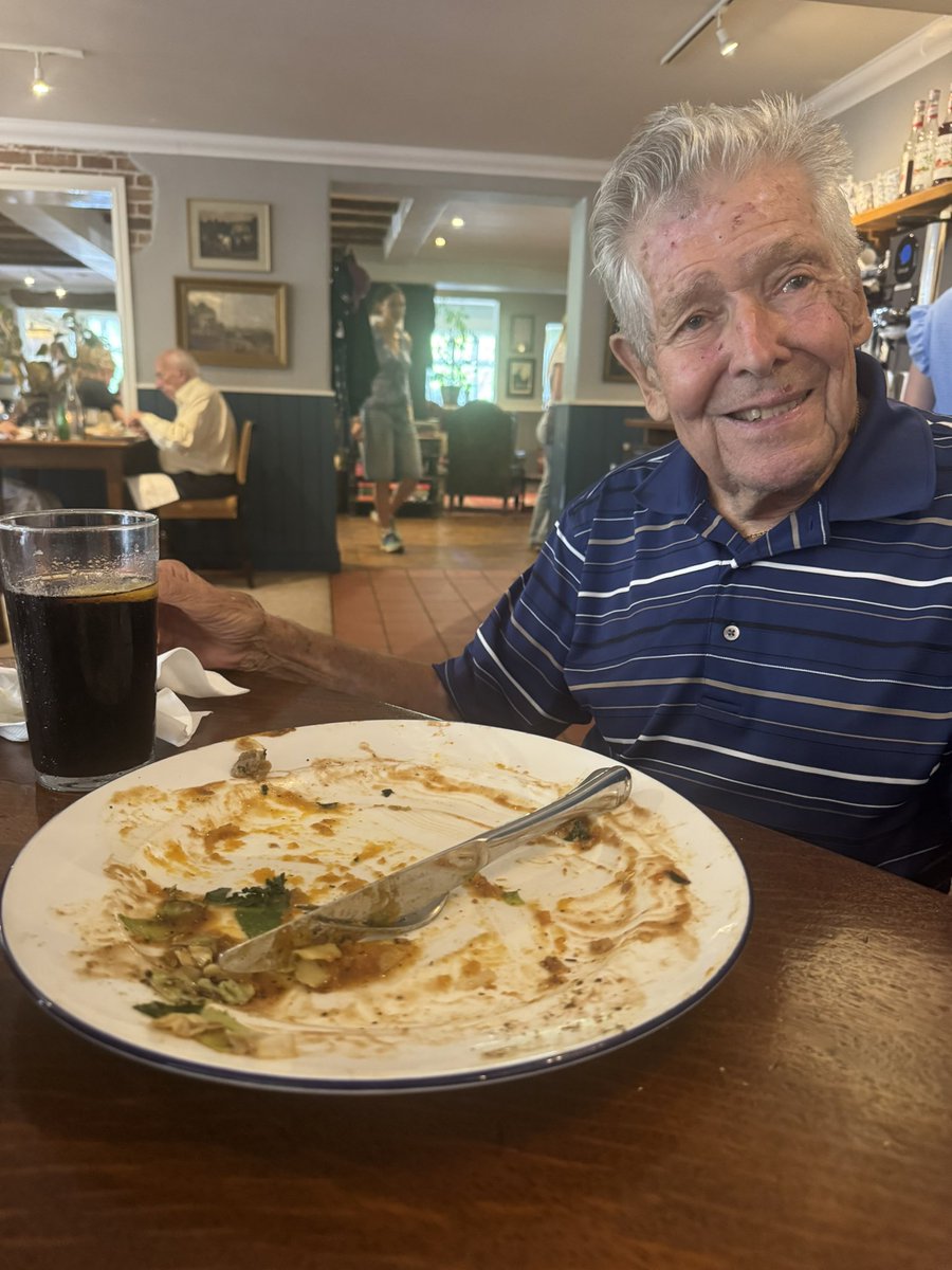 At 92 years of age I do not know how he does it and where it goes!! 😂